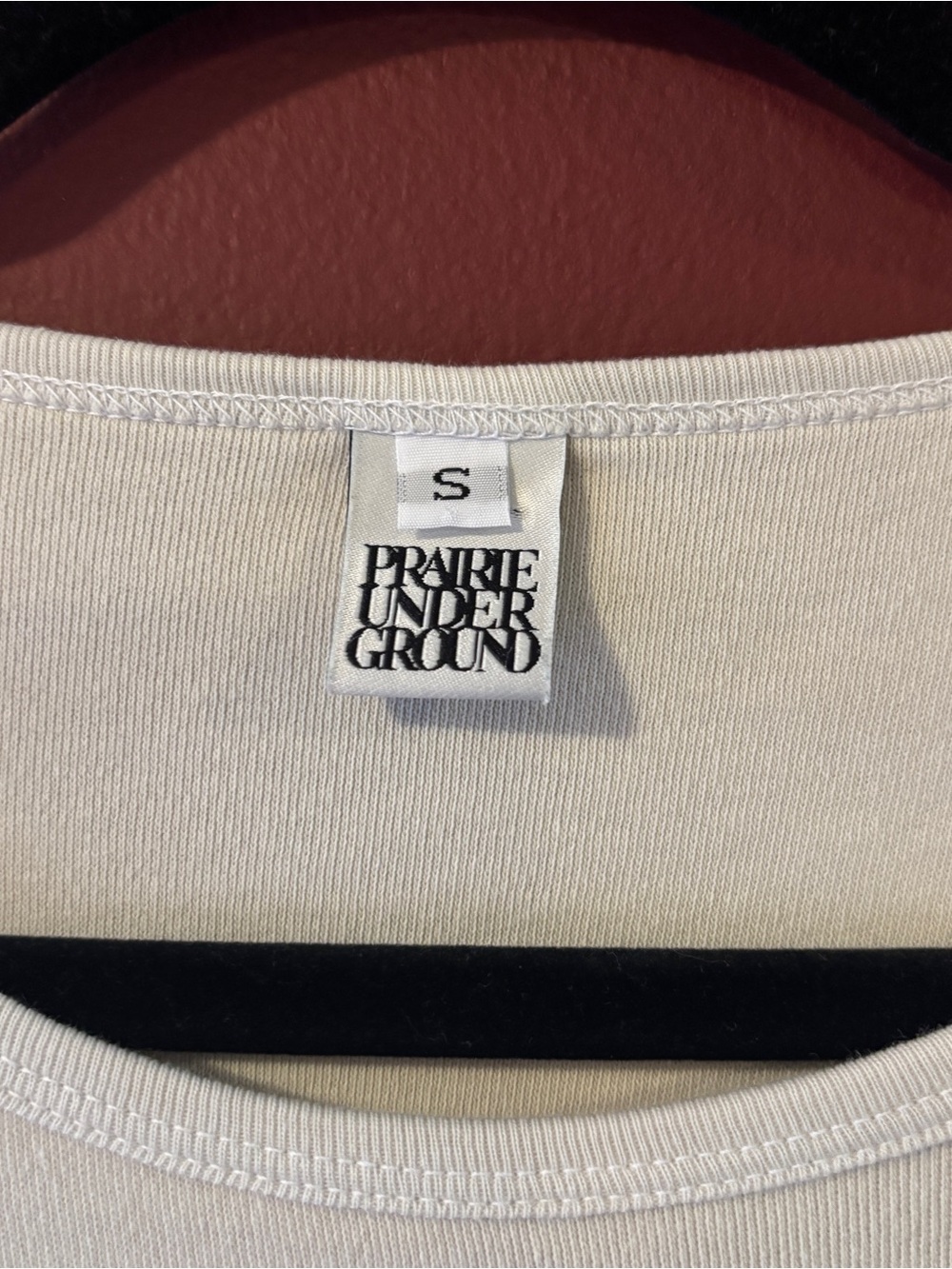 Prairie Underground Organic Cotton 1/4 Sleeve Boxy Cut T Shirt Sz S White Beige - Picture 3 of 4